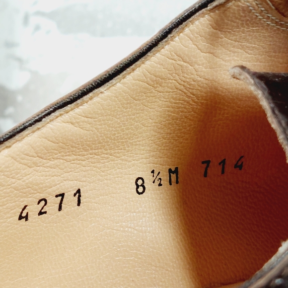 Neiman Marcus Brown Leather Wingtip Brogue Lace Up Oxford Shoe - Picture 10 of 12